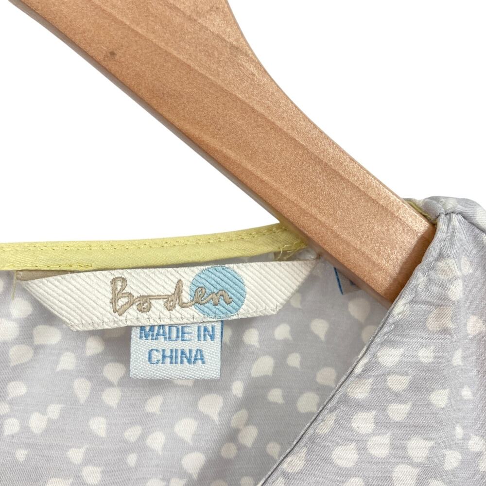 Boden Silk Viscose Polka Dot Blouse Top Women Size 4 Flutter Sleeve Keyhole Back - Picture 5 of 12